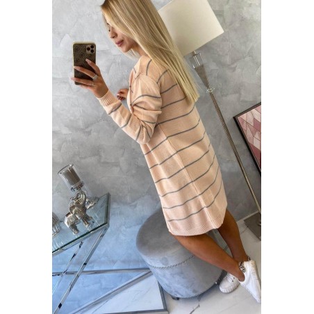 Pruhovaný dámsky kardigán 2020-1 - púdrovo ružový