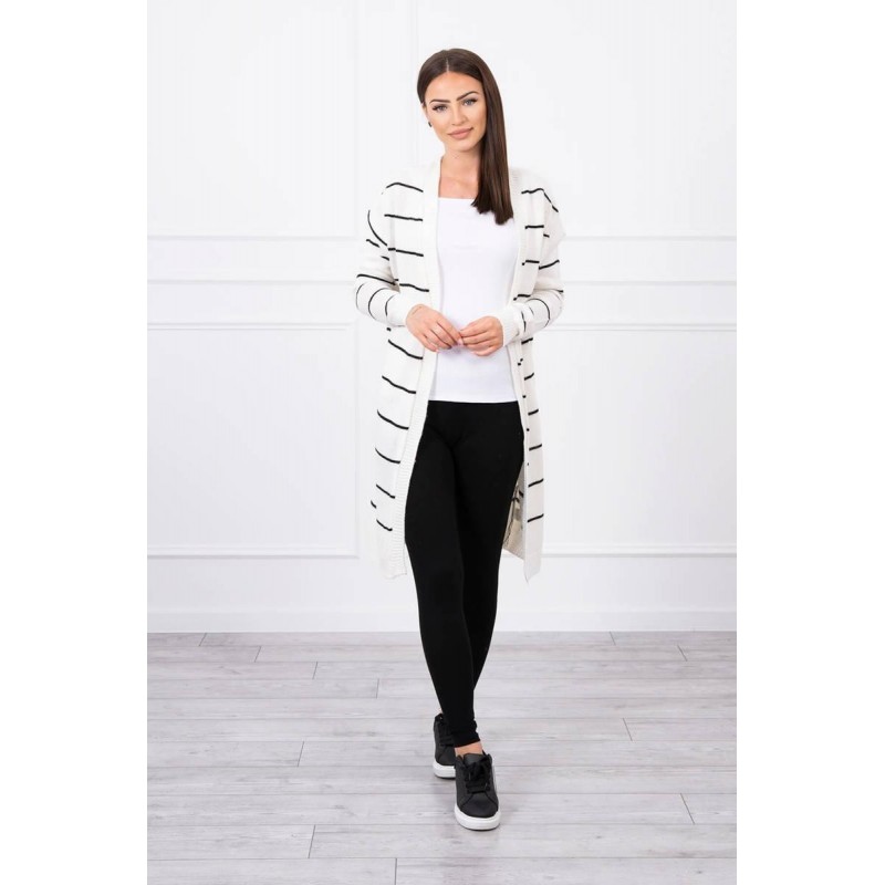 Pruhovaný dámsky kardigán 2020-1 - ecru
