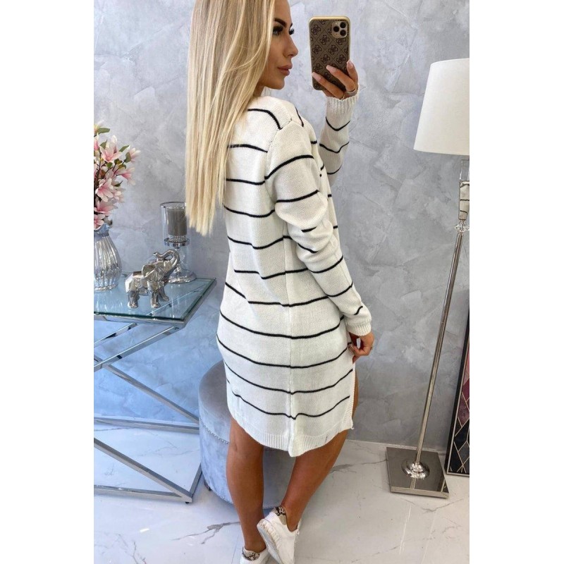 Pruhovaný dámsky kardigán 2020-1 - ecru