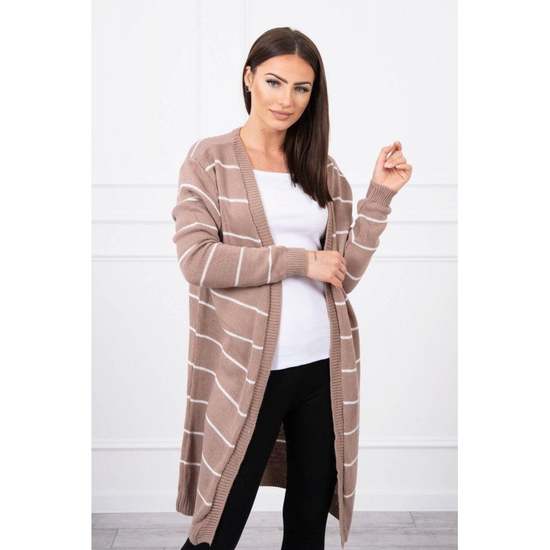 Pruhovaný dámsky kardigán 2020-1 - béžový