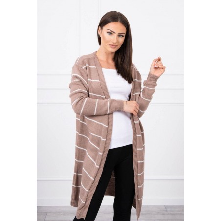 Pruhovaný dámsky kardigán 2020-1 - béžový