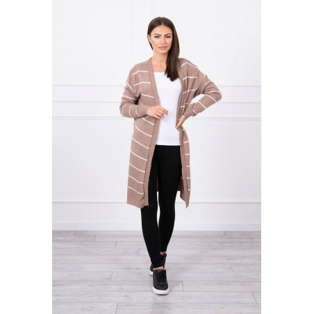 Pruhovaný dámsky kardigán 2020-1 - béžový