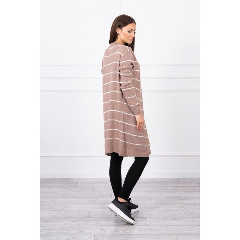 Pruhovaný dámsky kardigán 2020-1 - béžový