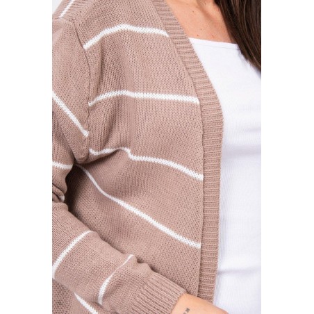 Pruhovaný dámsky kardigán 2020-1 - béžový