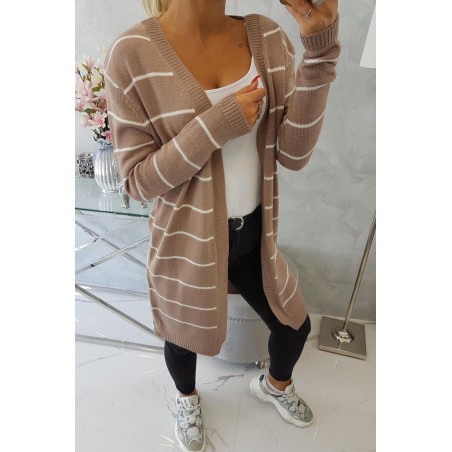 Pruhovaný dámsky kardigán 2020-1 - béžový