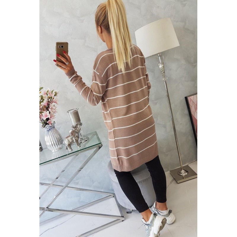 Pruhovaný dámsky kardigán 2020-1 - béžový