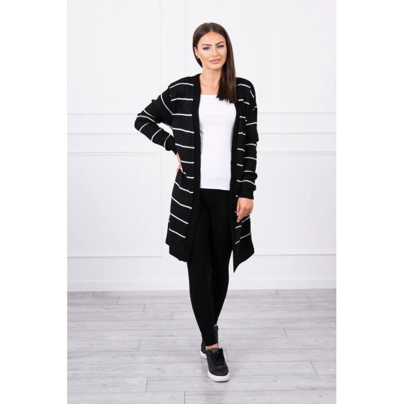 Pruhovaný dámsky kardigán 2020-1 - čierny