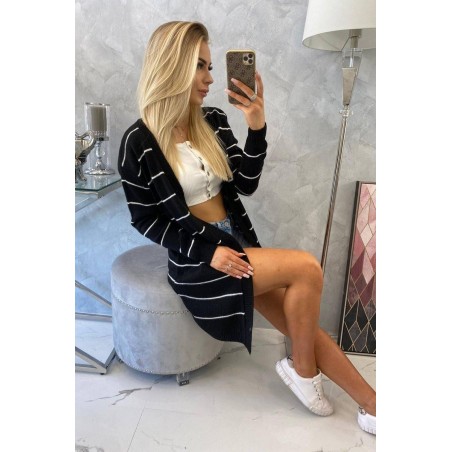Pruhovaný dámsky kardigán 2020-1 - čierny