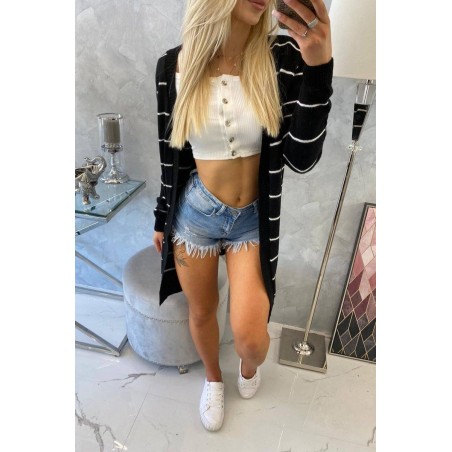 Pruhovaný dámsky kardigán 2020-1 - čierny