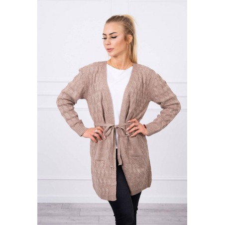 Béžový dámsky kardigán s opaskom SN-7014