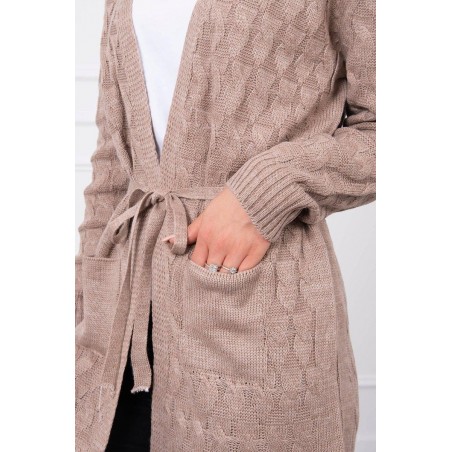 Béžový dámsky kardigán s opaskom SN-7014