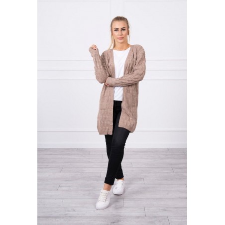 Béžový dámsky kardigán s opaskom SN-7014