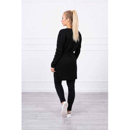 Čierny dámsky kardigán s opaskom SN-7014