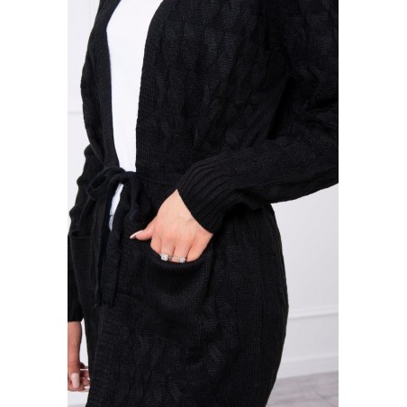 Čierny dámsky kardigán s opaskom SN-7014