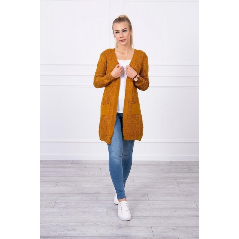 Dámsky horčicový kardigán SN-7016
