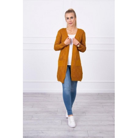 Dámsky horčicový kardigán SN-7016
