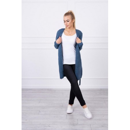 Modrý dámsky kardigán s opaskom SN-7011