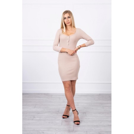 Dámske šaty s výstrihom 8975 - béžové