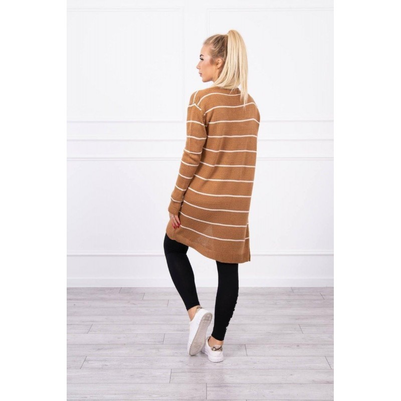 Pruhovaný dámsky kardigán 2020-1 - kamelový