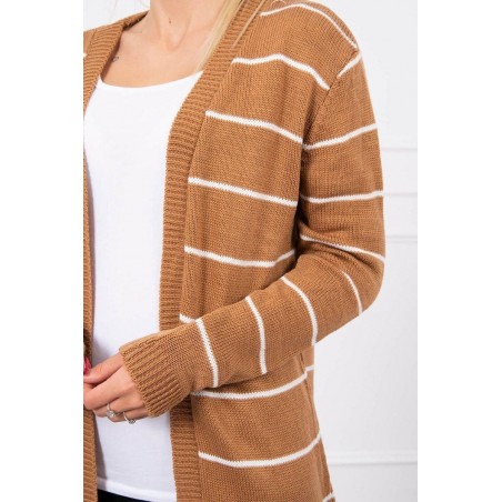 Pruhovaný dámsky kardigán 2020-1 - kamelový