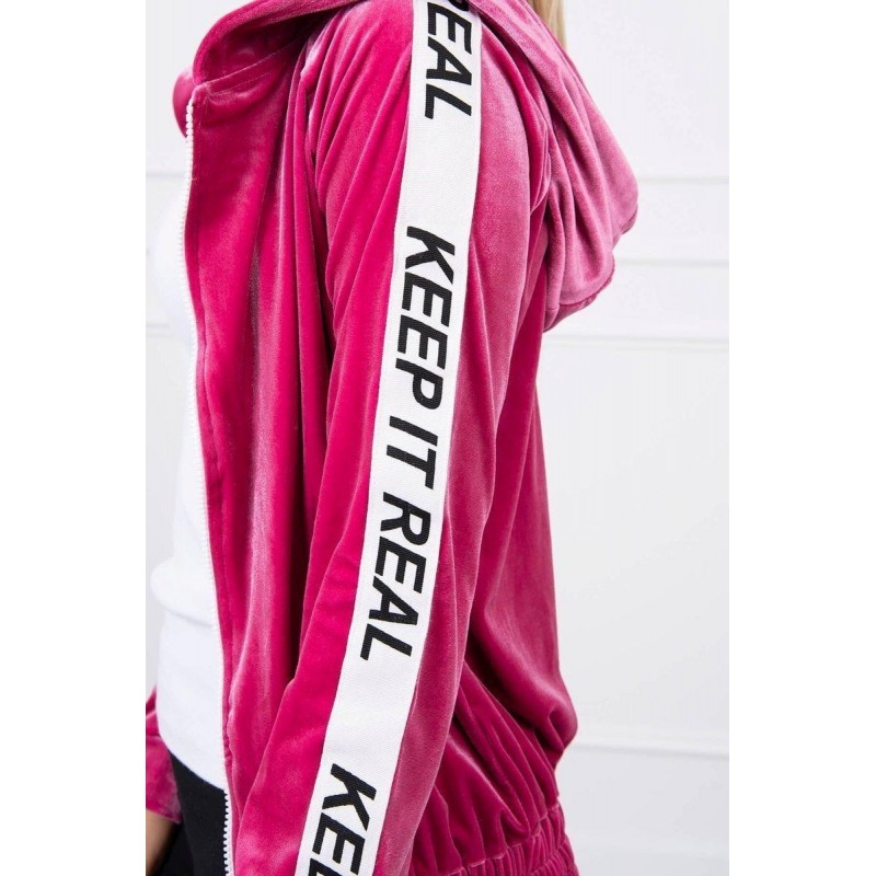 Dámska velúrová mikina s kapucňou 9101 - fuchsiová