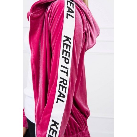 Dámska velúrová mikina s kapucňou 9101 - fuchsiová