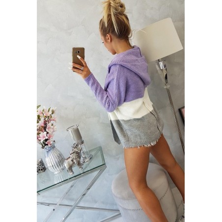 Dámsky kardigán 2019-15 - fialový-ecru-sivý