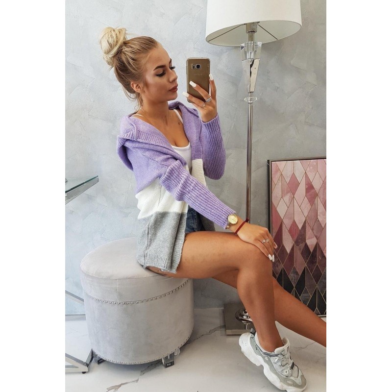 Dámsky kardigán 2019-15 - fialový-ecru-sivý