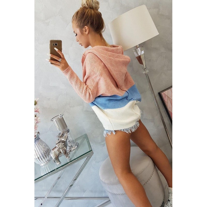 Dámsky kardigán 2019-15 - ružový-modrý-ecru