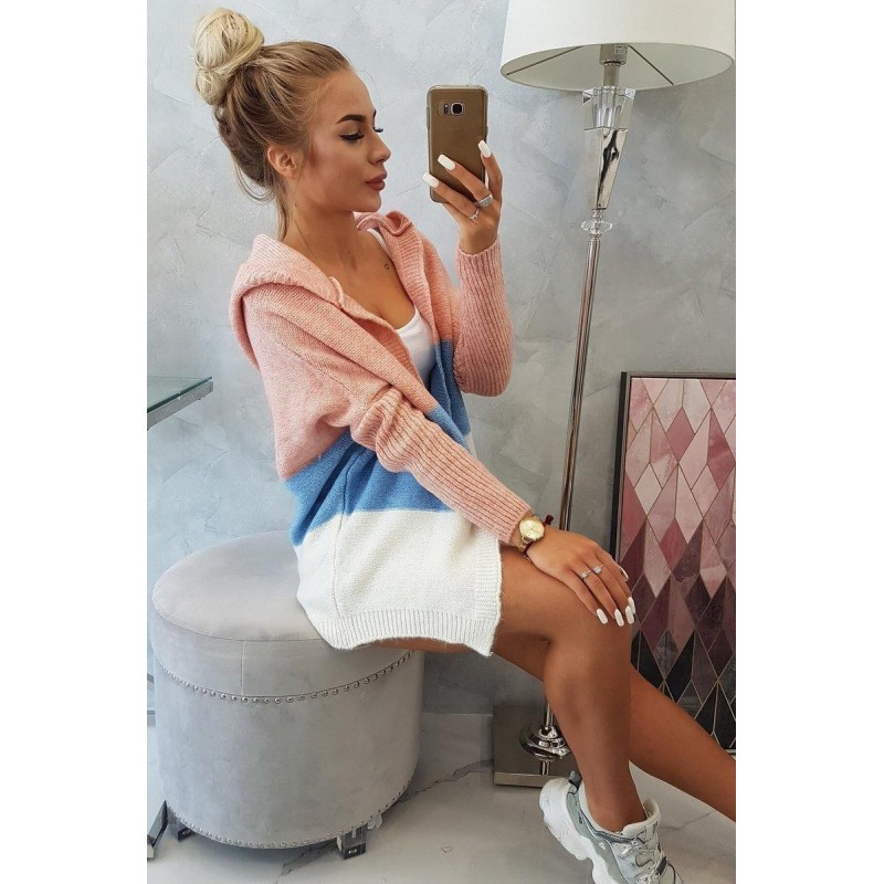 Dámsky kardigán 2019-15 - ružový-modrý-ecru