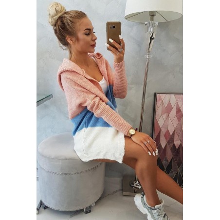 Dámsky kardigán 2019-15 - ružový-modrý-ecru