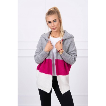 Dámsky kardigán 2019-15 - sivý-fuchsiový-ecru