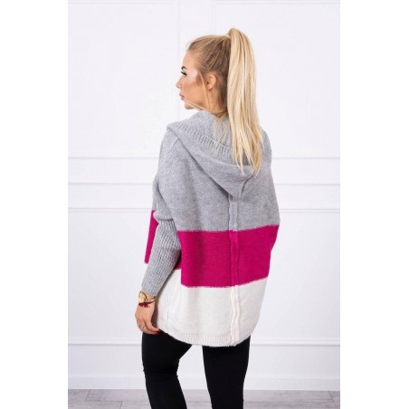 Dámsky kardigán 2019-15 - sivý-fuchsiový-ecru