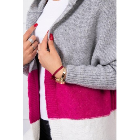 Dámsky kardigán 2019-15 - sivý-fuchsiový-ecru