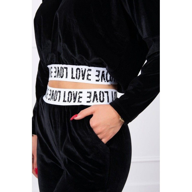 Velúrová dámska tepláková súprava 9104 - čierna