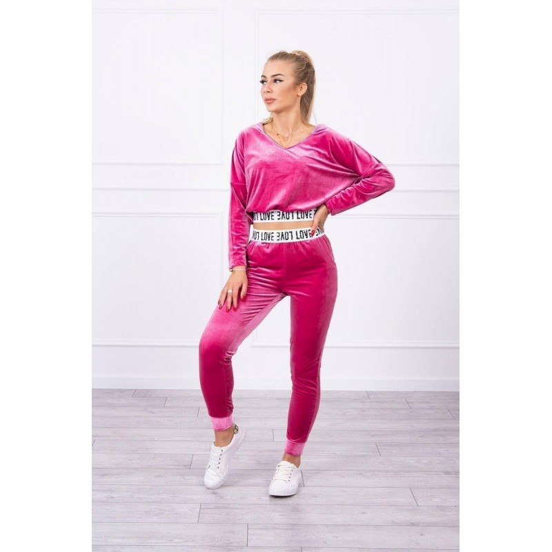 Velúrová dámska tepláková súprava 9104 - fuchsiová
