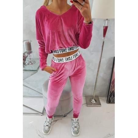 Velúrová dámska tepláková súprava 9104 - fuchsiová