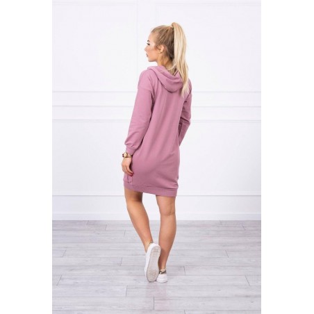 Dámsky šaty s kapucňou 67292 - tmavoružové