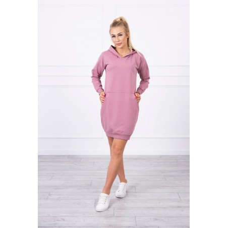 Dámsky šaty s kapucňou 67292 - tmavoružové