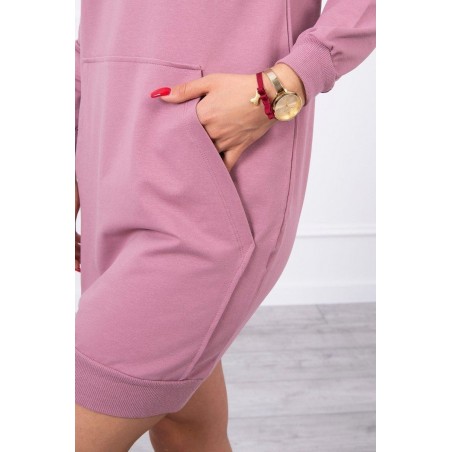 Dámsky šaty s kapucňou 67292 - tmavoružové