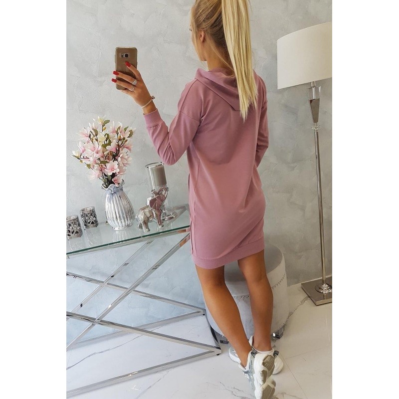 Dámsky šaty s kapucňou 67292 - tmavoružové