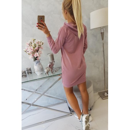 Dámsky šaty s kapucňou 67292 - tmavoružové