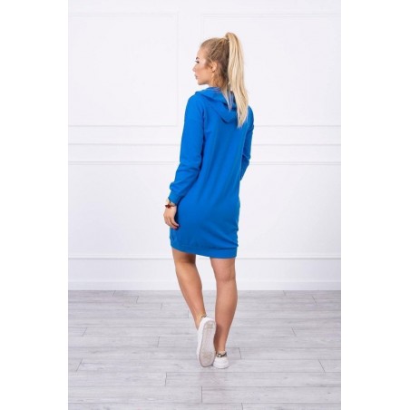 Dámsky šaty s kapucňou 67292 - modré