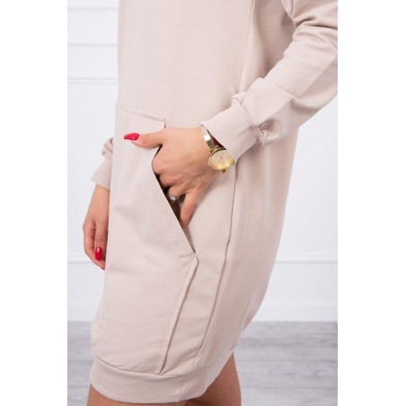 Dámsky šaty s kapucňou 67292 - béžové