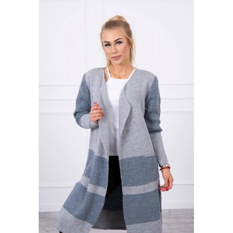 Dámsky dlhý kardigán 2019-26 - sivo-džínsový