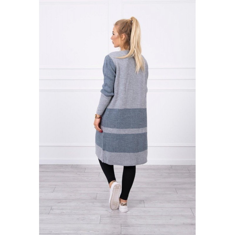 Dámsky dlhý kardigán 2019-26 - sivo-džínsový