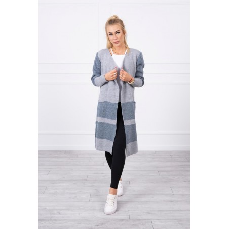 Dámsky dlhý kardigán 2019-26 - sivo-džínsový