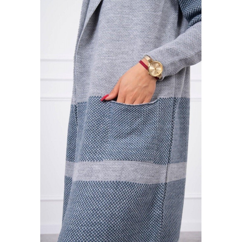 Dámsky dlhý kardigán 2019-26 - sivo-džínsový