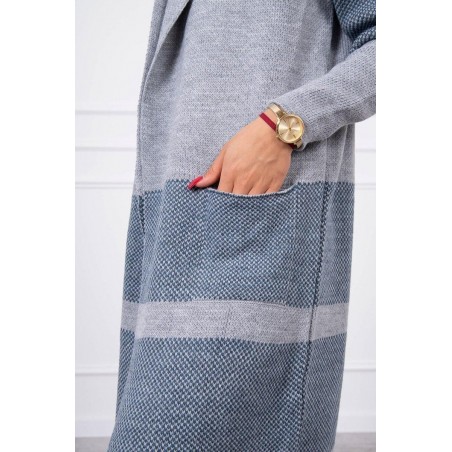 Dámsky dlhý kardigán 2019-26 - sivo-džínsový