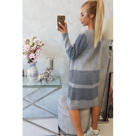 Dámsky dlhý kardigán 2019-26 - sivo-džínsový